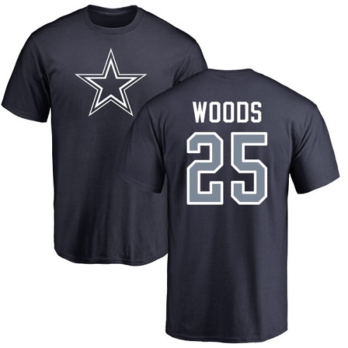Men Dallas Cowboys Navy Blue Xavier Woods Name and Number Logo #25 Nike NFL T Shirt->nfl t-shirts->Sports Accessory